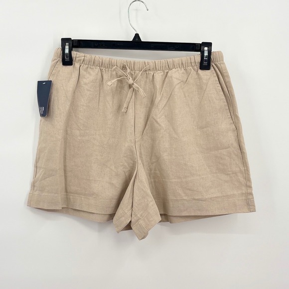 GAP Pants - Gap Womens Khaki Linen Blend Pull On Shorts Elastic Drawstring Medium  NWT NEW
